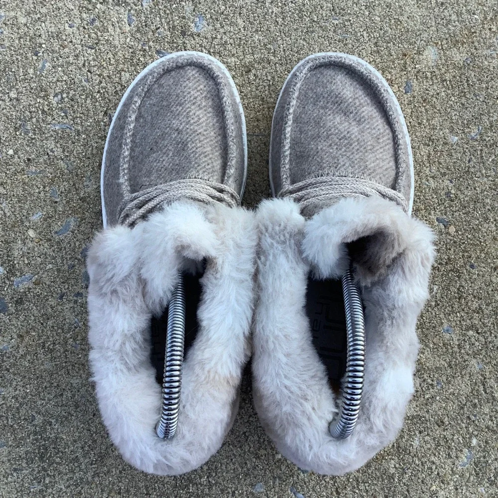Hey Dude Britt Youth Coffee Dye Faux Fur Lined Ankle Boots Size Y4 L5 EU 36